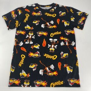 Cheetos Graphic T Shirt Black Chester Cheetah All Over Print Mens Large
